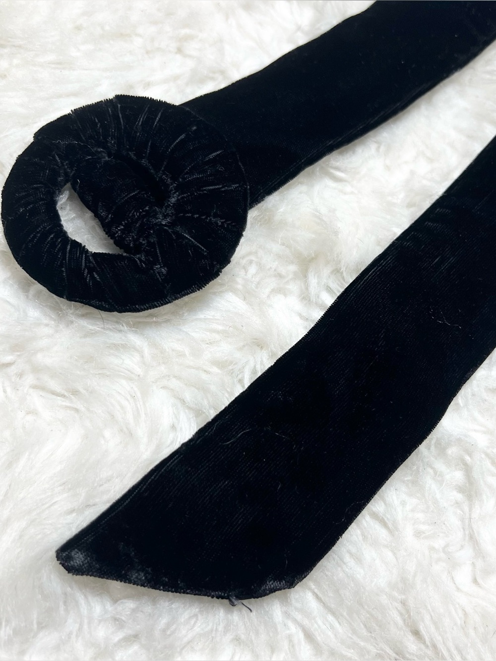 Vintage Black Velvet Waist Belt - 35 inches